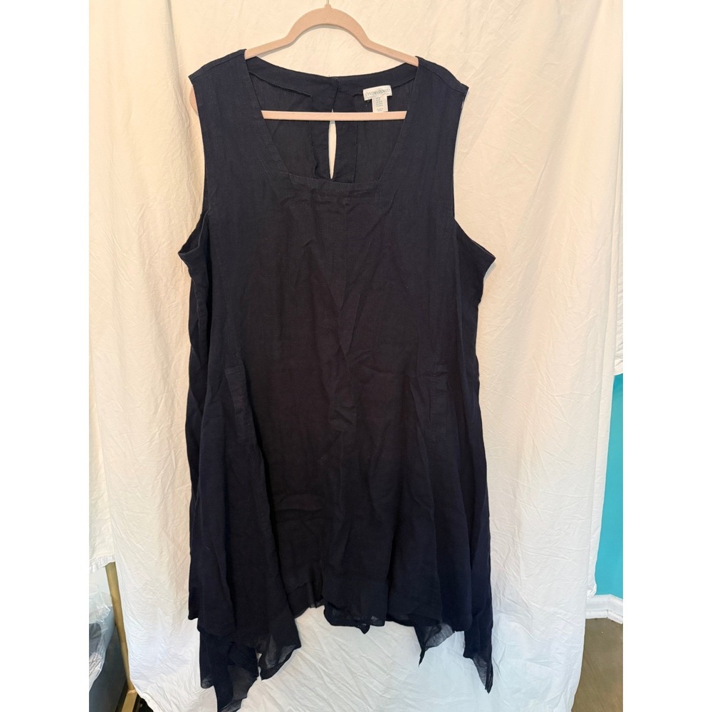 Cynthia‎ Rowley Navy Blue Sharkbite Hem Sleeveless Shift Dress Plus Size 3X